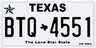 TX license plate BTQ4551