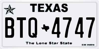TX license plate BTQ4747