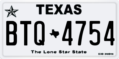 TX license plate BTQ4754