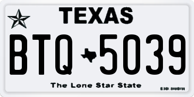 TX license plate BTQ5039