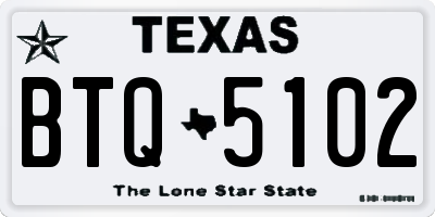 TX license plate BTQ5102