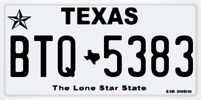 TX license plate BTQ5383