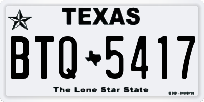 TX license plate BTQ5417