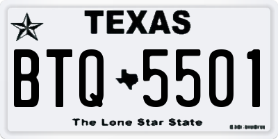 TX license plate BTQ5501