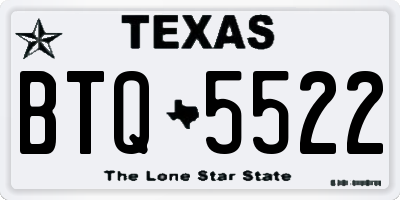 TX license plate BTQ5522