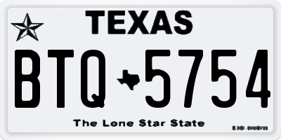 TX license plate BTQ5754