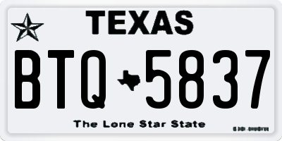 TX license plate BTQ5837