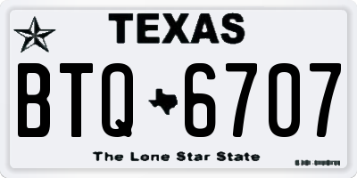 TX license plate BTQ6707