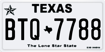 TX license plate BTQ7788