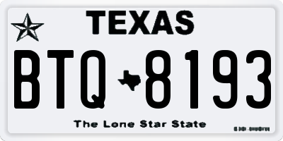 TX license plate BTQ8193