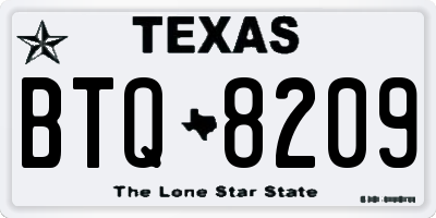 TX license plate BTQ8209
