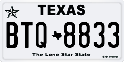 TX license plate BTQ8833
