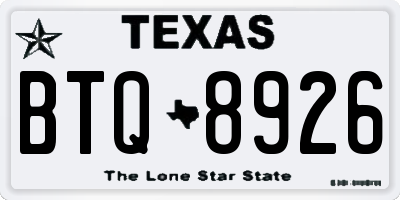 TX license plate BTQ8926