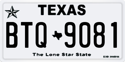 TX license plate BTQ9081