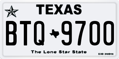TX license plate BTQ9700