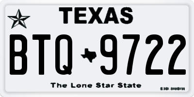 TX license plate BTQ9722