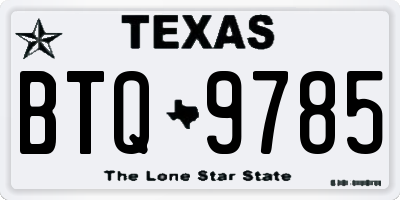 TX license plate BTQ9785