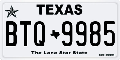 TX license plate BTQ9985