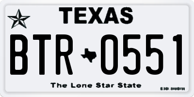 TX license plate BTR0551