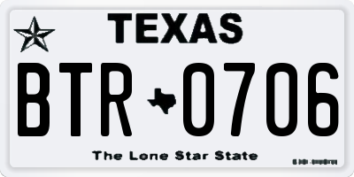 TX license plate BTR0706