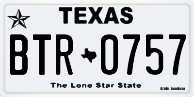 TX license plate BTR0757