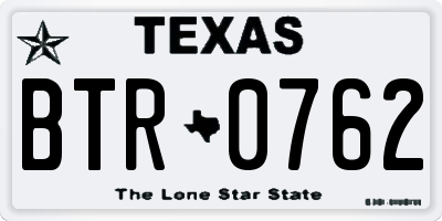 TX license plate BTR0762