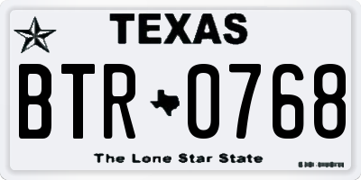 TX license plate BTR0768