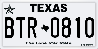 TX license plate BTR0810