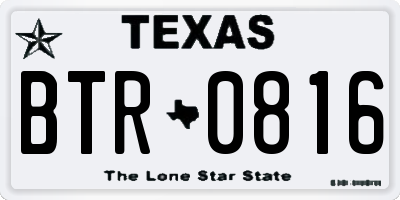 TX license plate BTR0816