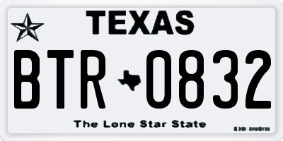 TX license plate BTR0832