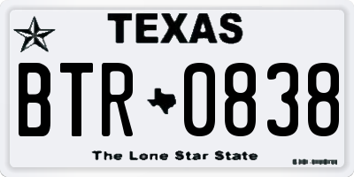 TX license plate BTR0838