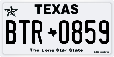 TX license plate BTR0859