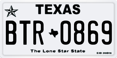 TX license plate BTR0869