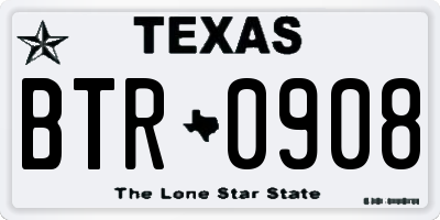 TX license plate BTR0908