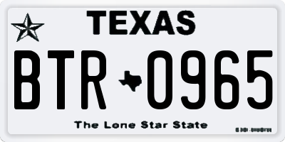 TX license plate BTR0965