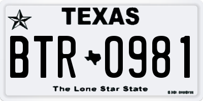 TX license plate BTR0981