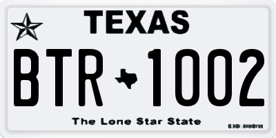 TX license plate BTR1002