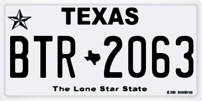 TX license plate BTR2063