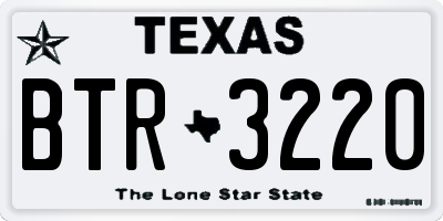 TX license plate BTR3220