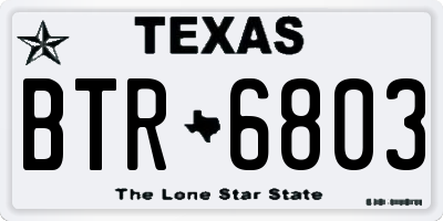 TX license plate BTR6803