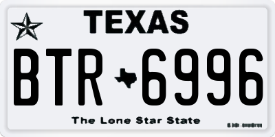 TX license plate BTR6996