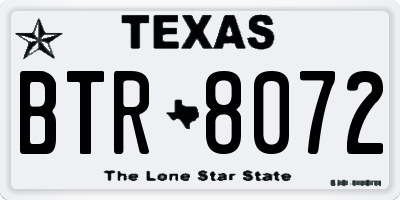 TX license plate BTR8072