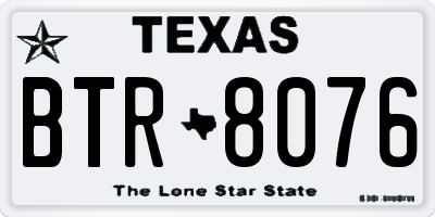 TX license plate BTR8076