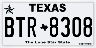 TX license plate BTR8308