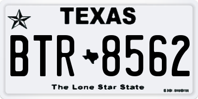 TX license plate BTR8562