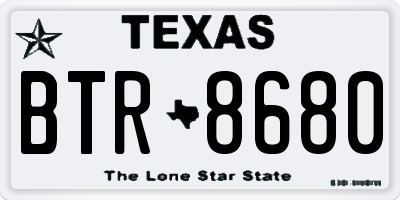TX license plate BTR8680