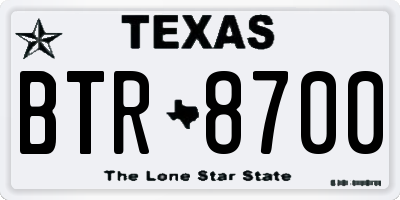 TX license plate BTR8700