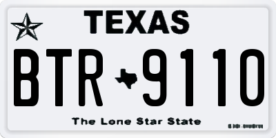 TX license plate BTR9110