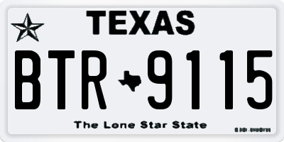 TX license plate BTR9115