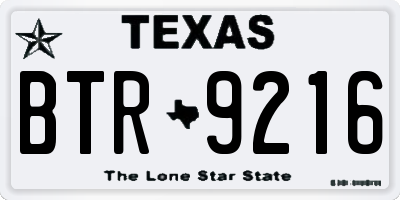 TX license plate BTR9216
